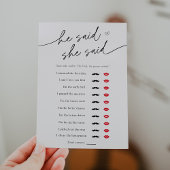 Minimalist He said, She said Shower Game Card Einladung