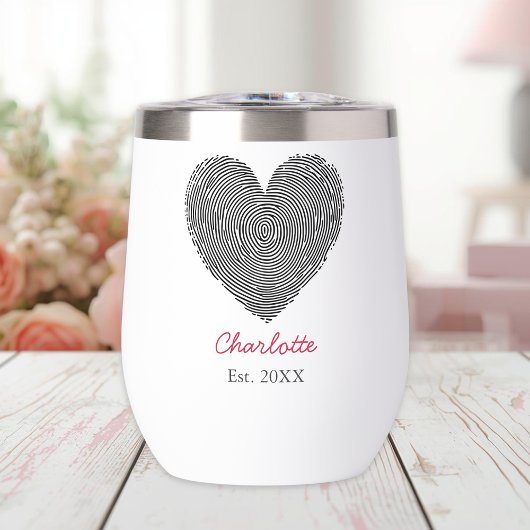 Minimalist Heart Fingerprint Personalized Name 