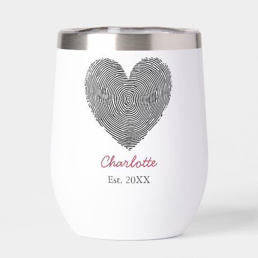 Minimalist Heart Fingerprint Personalized Name  (Rückseite)