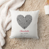 Minimalist Heart Fingerprint Personalized Name Kissen (Decke)