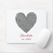 Minimalist Heart Fingerprint Personalized Name  Mousepad (Mit Mouse)