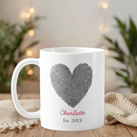 Minimalist Heart Fingerprint Personalized Name Mug Kaffeetasse
