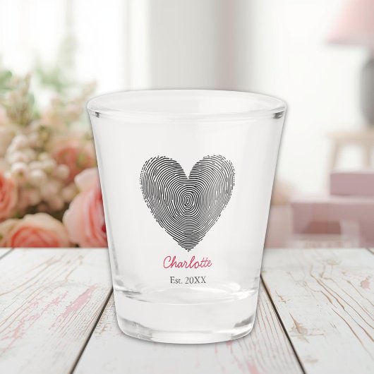 Minimalist Heart Fingerprint Personalized Name  Schnapsglas
