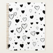 Minimalist Heart Notebook – Black and White Cute Planer (Vorderseite)