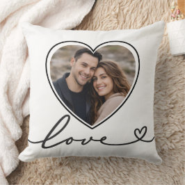 Minimalist Heart Photo Pillow With Love Script Kissen