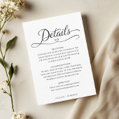 Minimalist Heart Script Wedding Details Begleitkarte