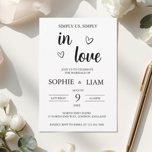 Minimalist Heart Wedding Invitation Einladung