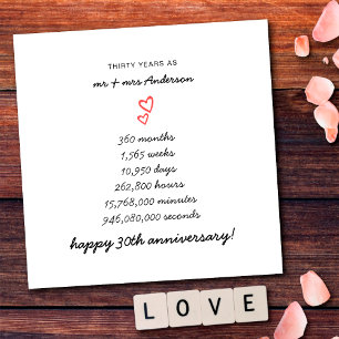 Minimalist Hearts Frohes 30. Hochzeitstag-Jubiläum Karte