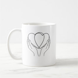 Minimalist Hearts & Hands Line Art Becher Kaffeetasse