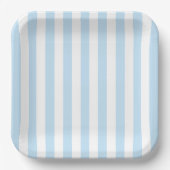 Minimalist hellblau-weiße Streifen Pappteller (Vorderseite)