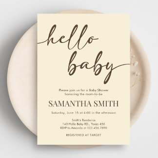 Minimalist Hello Baby Baby Shower Einladung