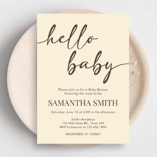 Minimalist Hello Baby Baby Shower Einladung