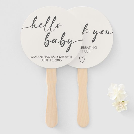 Minimalist Hello Baby Baby Shower Fächer (Vorne und Hinten)