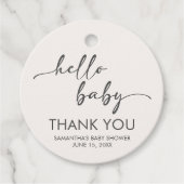 Minimalist Hello Baby Baby Shower Geschenkanhänger (Vorderseite)