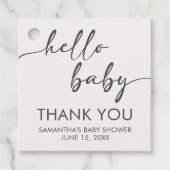 Minimalist Hello Baby Baby Shower Geschenkanhänger (Vorderseite)