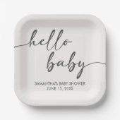 Minimalist Hello Baby Baby Shower Pappteller (Vorderseite)