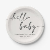 Minimalist Hello Baby Baby Shower Pappteller (Vorderseite)