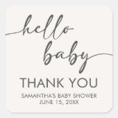 Minimalist Hello Baby Baby Shower Quadratischer Aufkleber (Vorderseite)