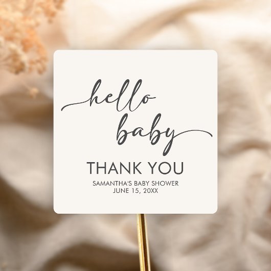 Minimalist Hello Baby Baby Shower Quadratischer Aufkleber