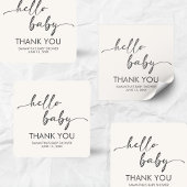 Minimalist Hello Baby Baby Shower Quadratischer Aufkleber