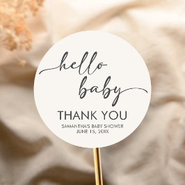 Minimalist Hello Baby Baby Shower Runder Aufkleber