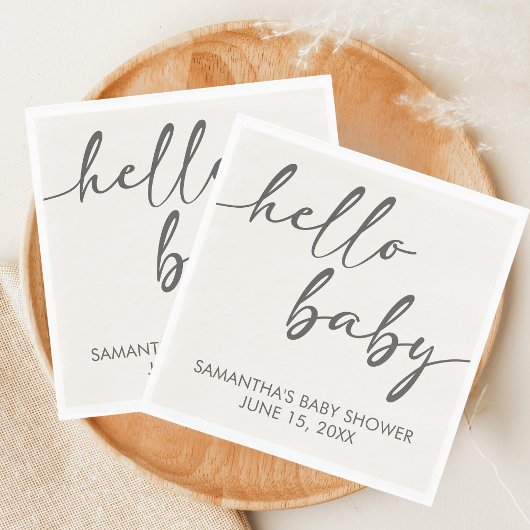 Minimalist Hello Baby Baby Shower Serviette