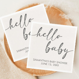 Minimalist Hello Baby Baby Shower Serviette