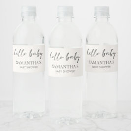 Minimalist Hello Baby Baby Shower Wasserflaschenetikett