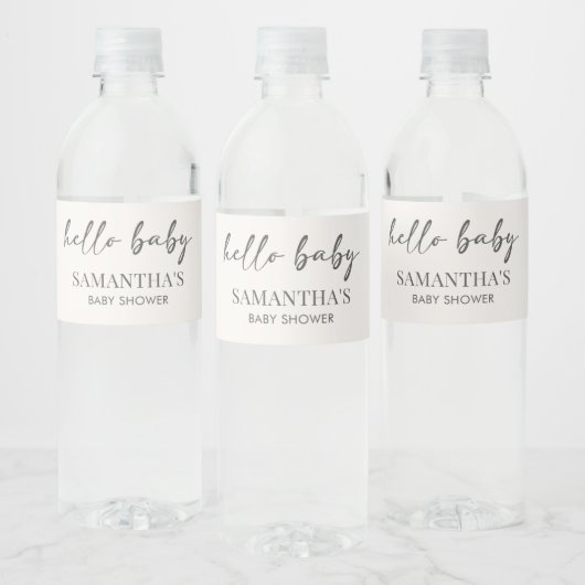 Minimalist Hello Baby Baby Shower Wasserflaschenetikett (Flaschen)