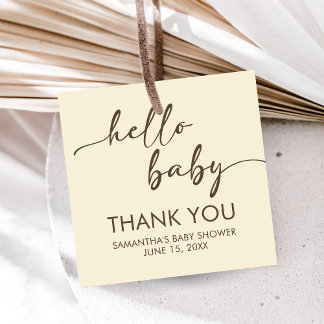 Minimalist Hello Baby Babyparty Geschenkanhänger