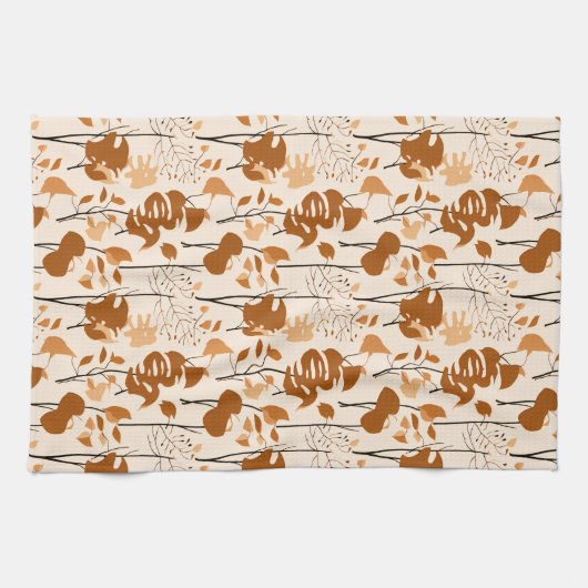 Minimalist Herbst-Botanik-Blätter  Geschirrtuch (Horizontal)