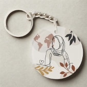 Minimalist Hijab Line Art Circle -Acrylic Keychain Schlüsselanhänger