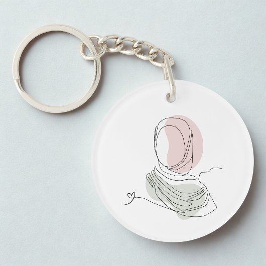Minimalist Hijab Line Art Circle -Acrylic Keychain Schlüsselanhänger