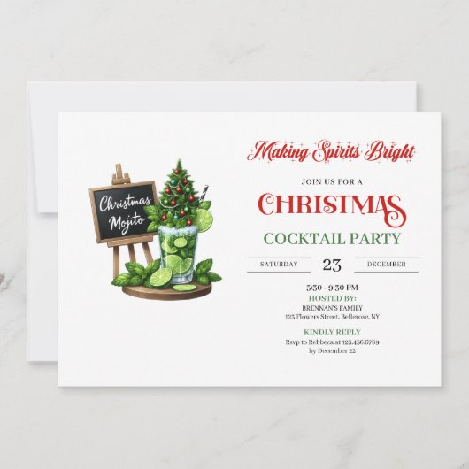 Minimalist Holiday Cocktails Editable Party Invite Einladung (Vorderseite)