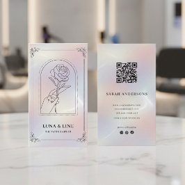 Minimalist Holographic Floral QR Code  Visitenkarte