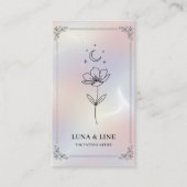 Minimalist Holographic Floral QR Code  Visitenkarte (Vorderseite)