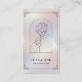 Minimalist Holographic Floral QR Code  Visitenkarte (Vorderseite)