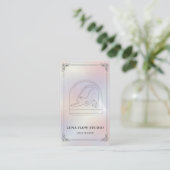 Minimalist Holographic Yoga Studio QR Code Visitenkarte (Stehend Vorderseite)