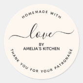 Minimalist Homemade with love thank you Sticker (Vorderseite)