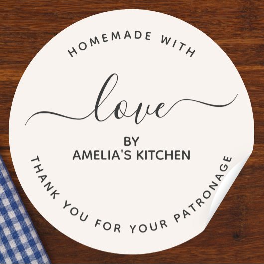 Minimalist Homemade with love thank you Sticker