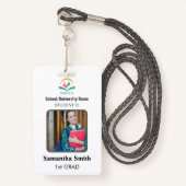 Minimalist Homeschool Student ID Badge with Photo Ausweis (Vorderseite mit Schlüsselband)