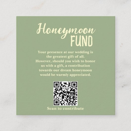 Minimalist Honeymoon Fund QR Code Wedding Begleitkarte (Vorderseite)