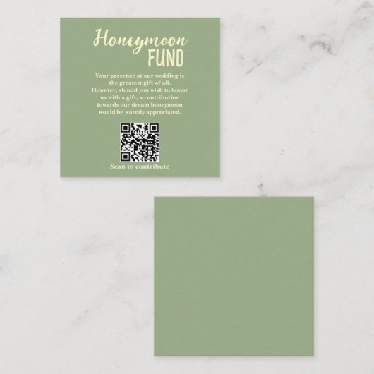 Minimalist Honeymoon Fund QR Code Wedding Begleitkarte (Vorne/Hinten)