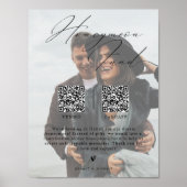Minimalist Honeymoon Fund w/ Photo & 2 QR Codes Poster (Vorne)