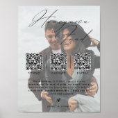 Minimalist Honeymoon Fund w/ Photo & 3 QR Codes Poster (Vorne)
