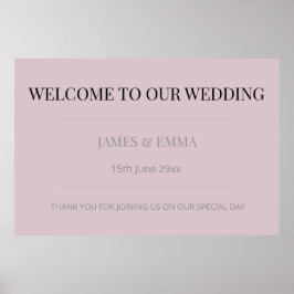 Minimalist Horizontal Wedding Dusky Rose Poster