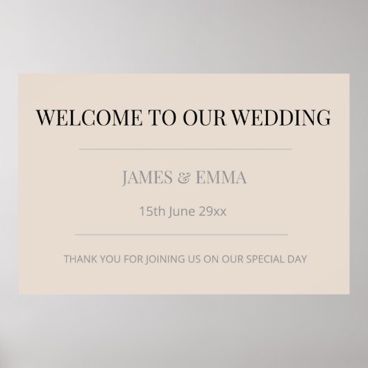 Minimalist Horizontal Wedding Soft Latte Poster (Vorne)