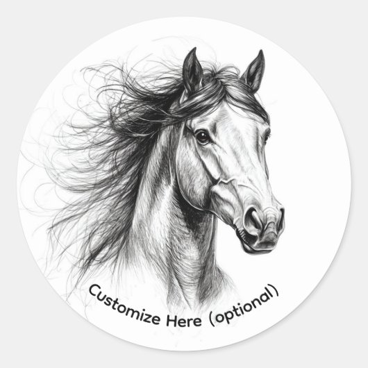 Minimalist Horse Line Art Drawing Sticker (Vorderseite)