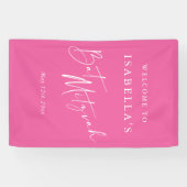 Minimalist Hot Pink Custom Bat Mitzvah Welcome Banner (Horizontal)
