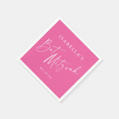 Minimalist Hot Pink Custom Bat Mitzvah Welcome Serviette (Ecke)